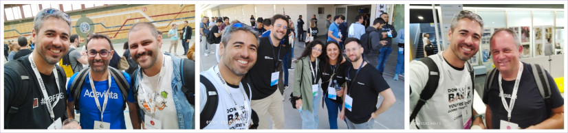 Selfies taken by Raul with other developers during the event.